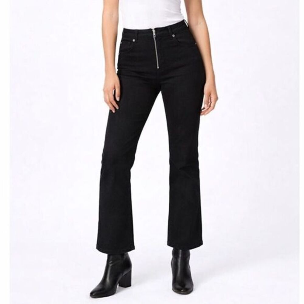 Rouje Pablo Women's 27 Black High Rise Straight Leg Front Zip ParisianFrench